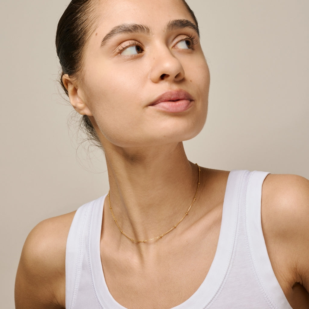 Enamel Beaded Chain Halskæde Forgyldt