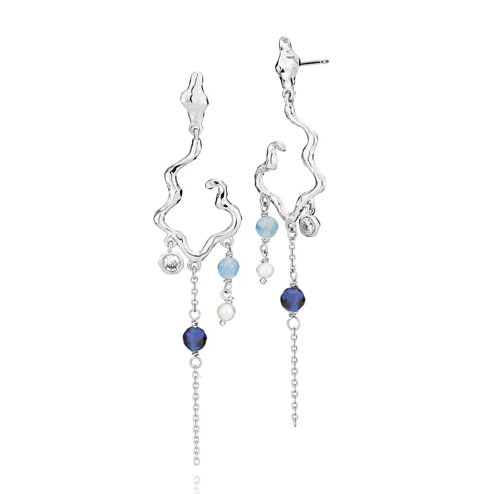 Louisa Øreringe Blå Sølv