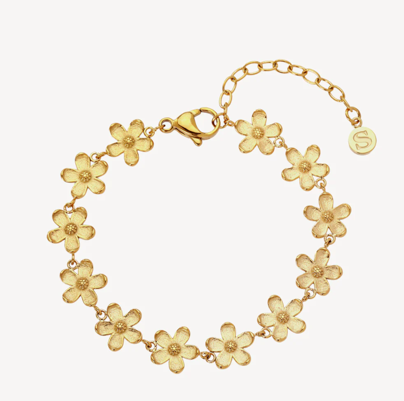 Sistie 2ND forgyldt stålarmbånd Camellia