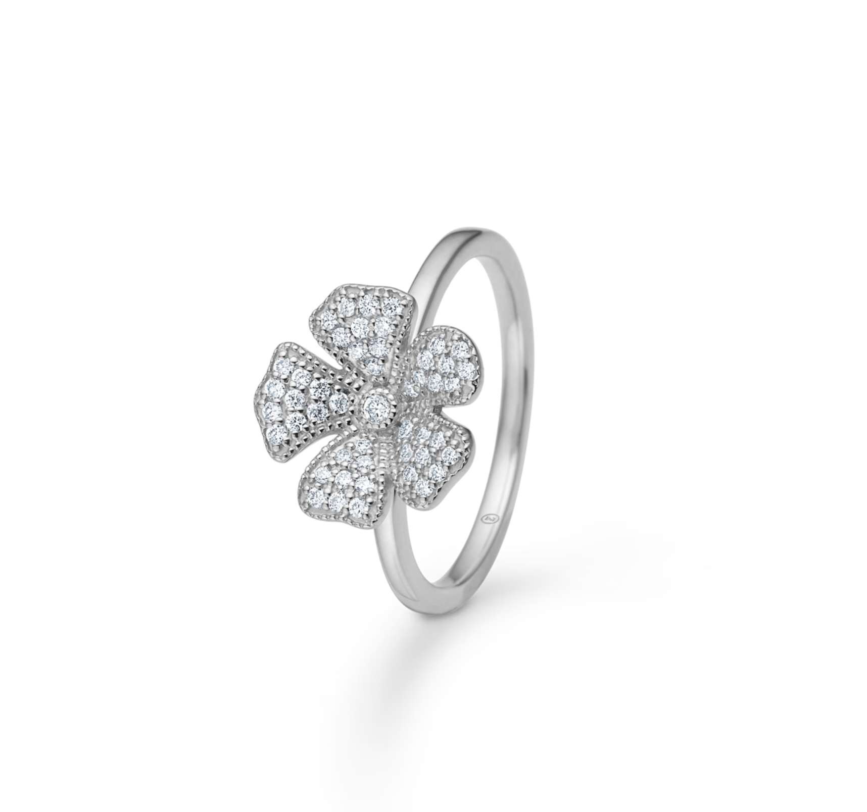 Fleur sølv ring m. hvide topaser