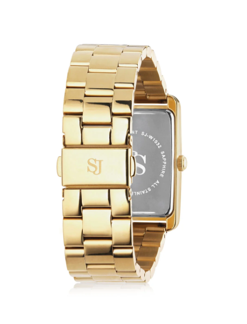 UR SANTINA - FORGYLDT RUSTFRIT STÅL MED GULD METALLISK URSKIVE OG HVIDE ZIRCONIA.