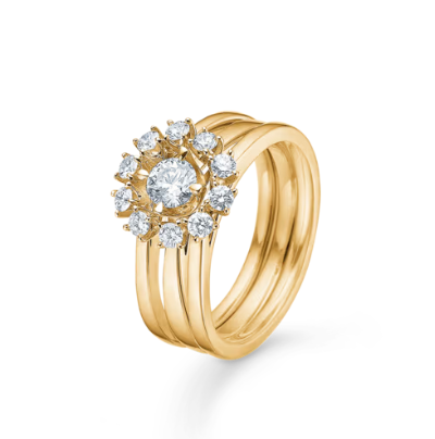 CROWN TIARA ring i 14 kt. guld m. diamant