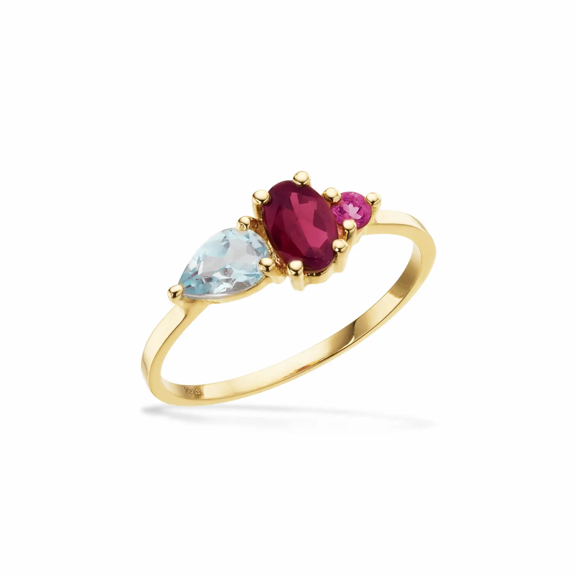 Ring i 8 kt. m. rhodolit