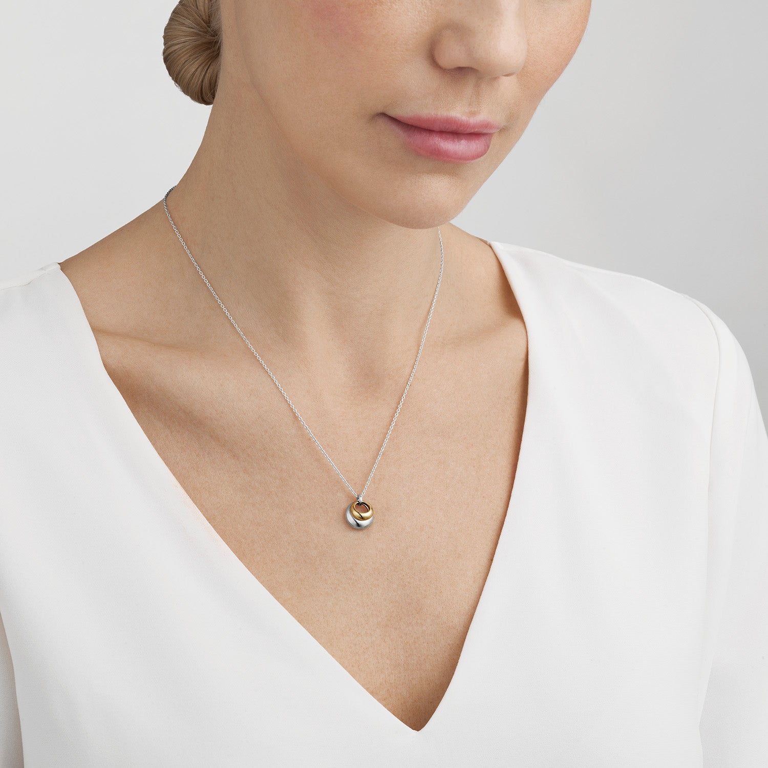 Curve Halskæde I Sølv & 18 kt - Sct. Mathias Ure & Guld