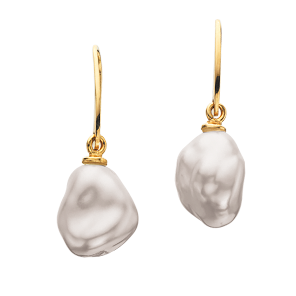 8 kt. Øreringe med barok perle