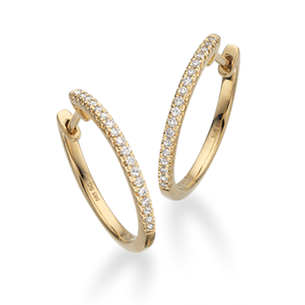 14 kt. creoler med diamanter