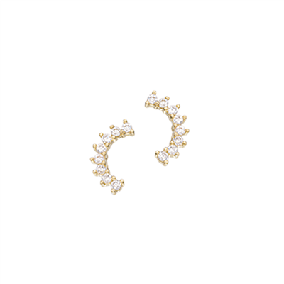 8 kt. guld halvcirkel ørestikker m. zirkonia