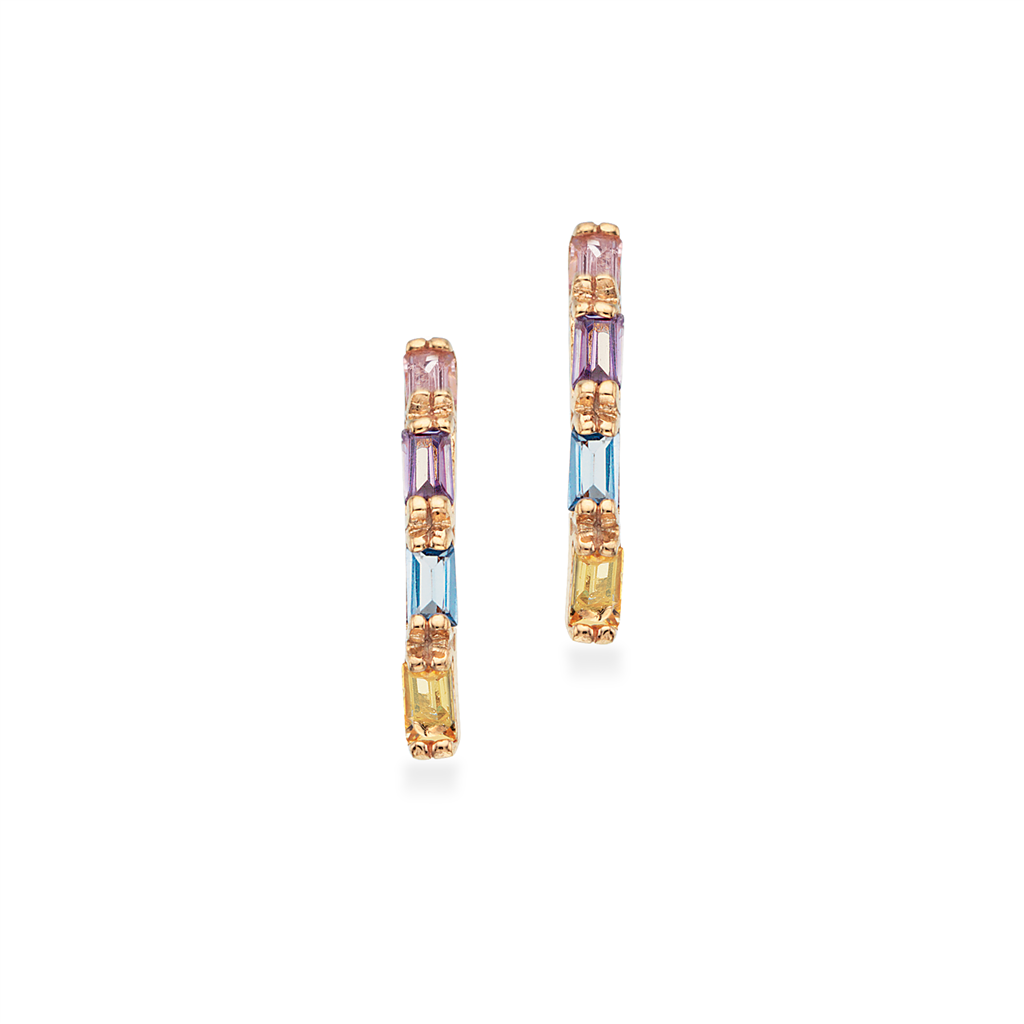 ØRERINGE BAGUETTE MULTICOLOR CUBIC ZIR. 8 KT.