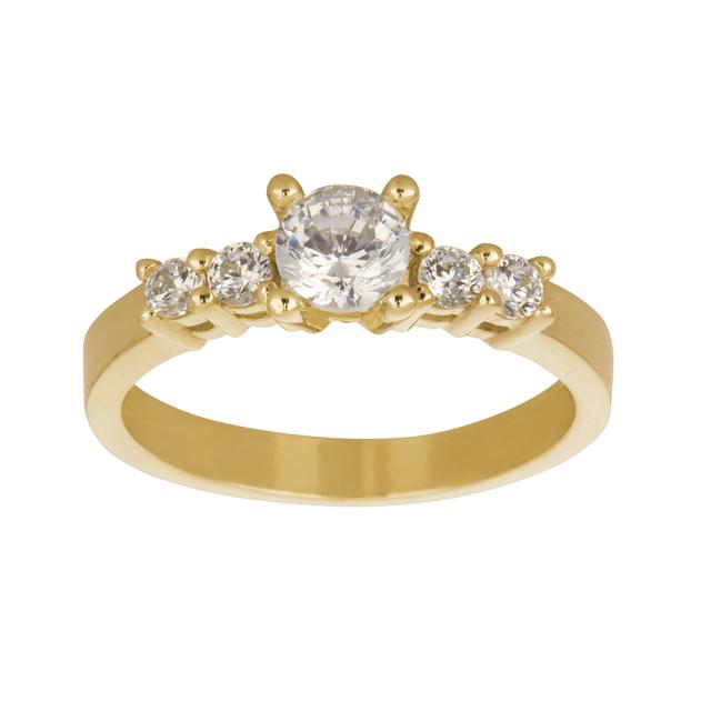 Nordahl, Siersbøl ring, 8 kt guld med kubisk zirkonia