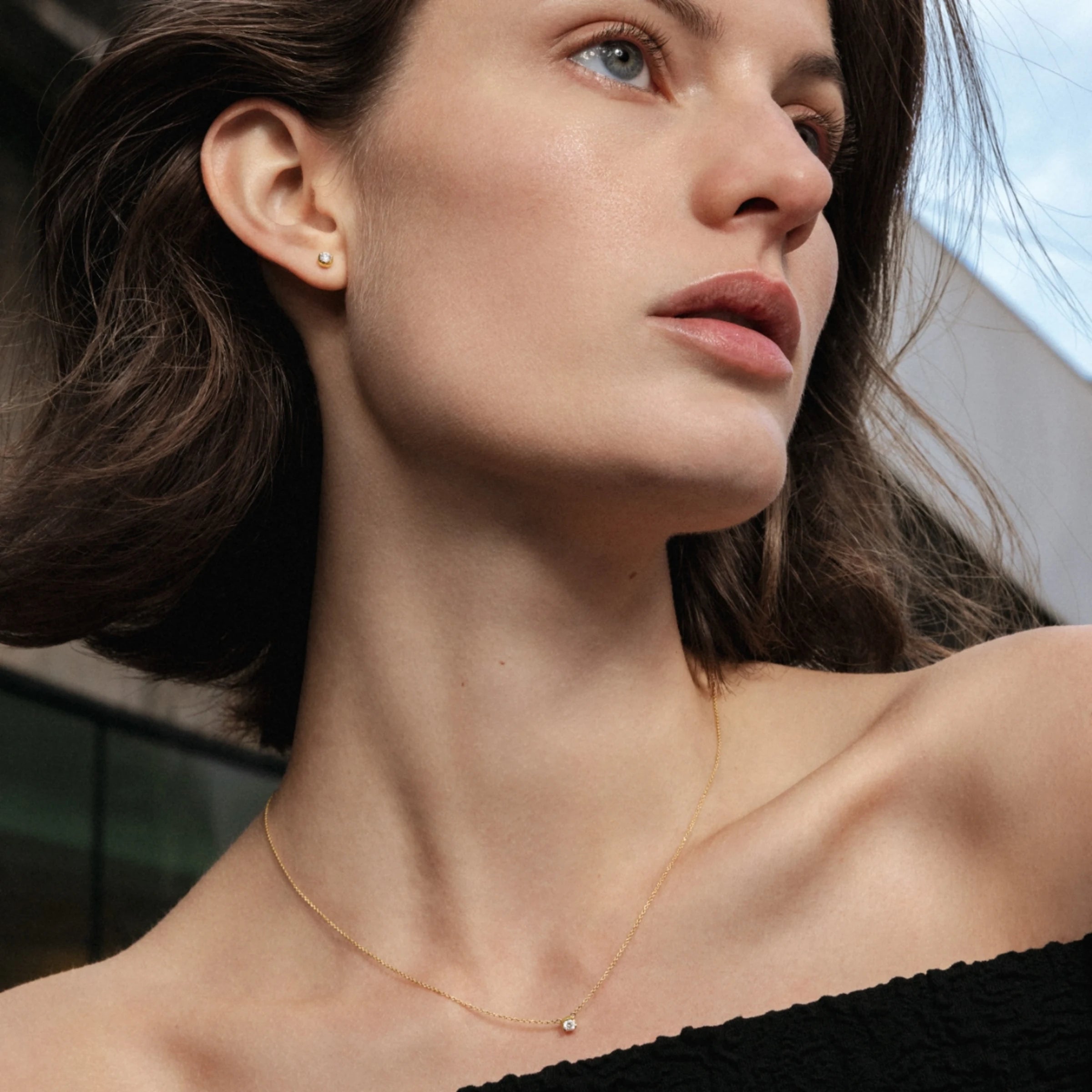 GEORG JENSEN SIGNATURE DIAMONDS, solitaire ørestik, enkel