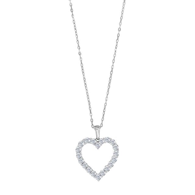 14kt. hvidguldshalskæde m. hjerte 0.95ct