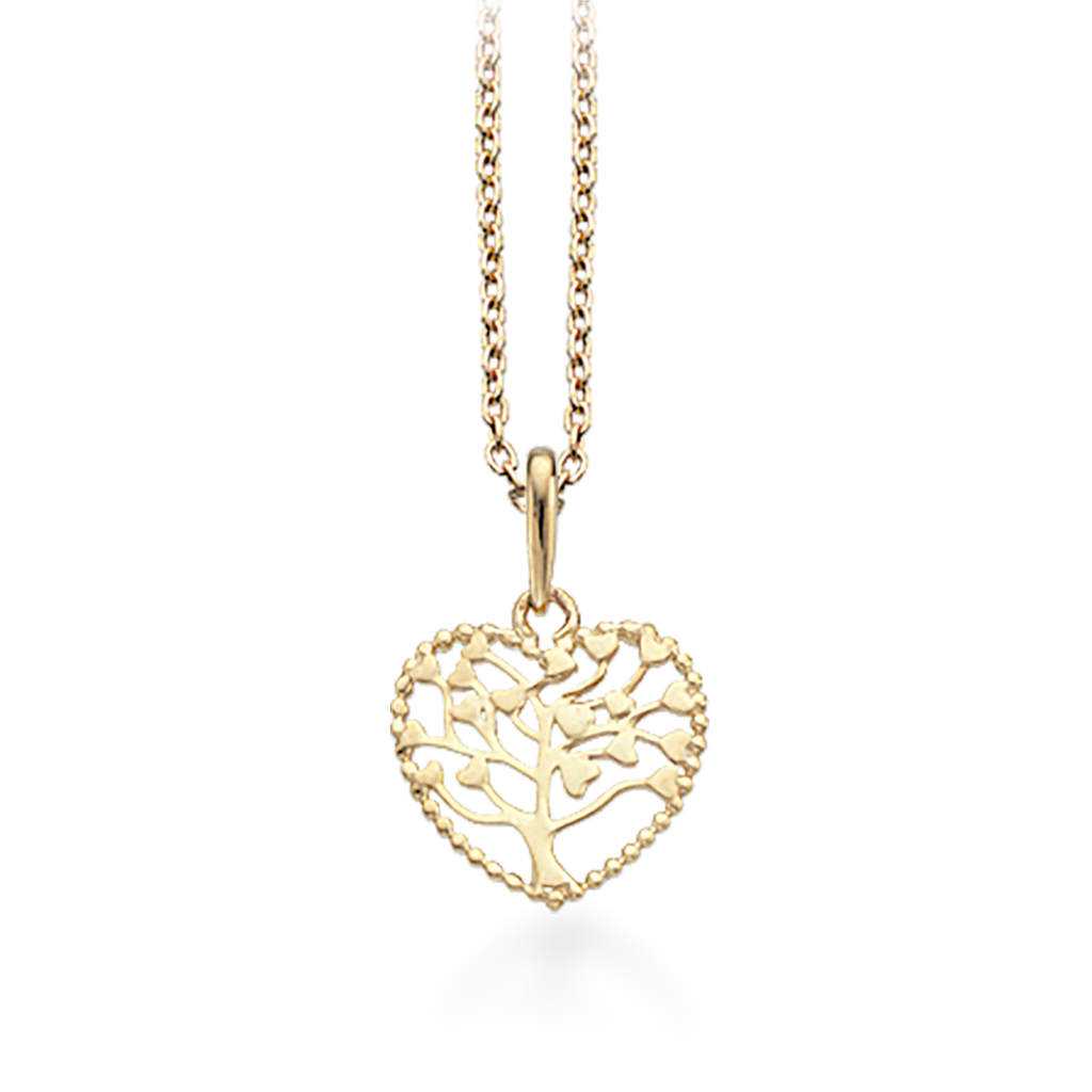 8 kt. Livets træ, hjerte vedhæng