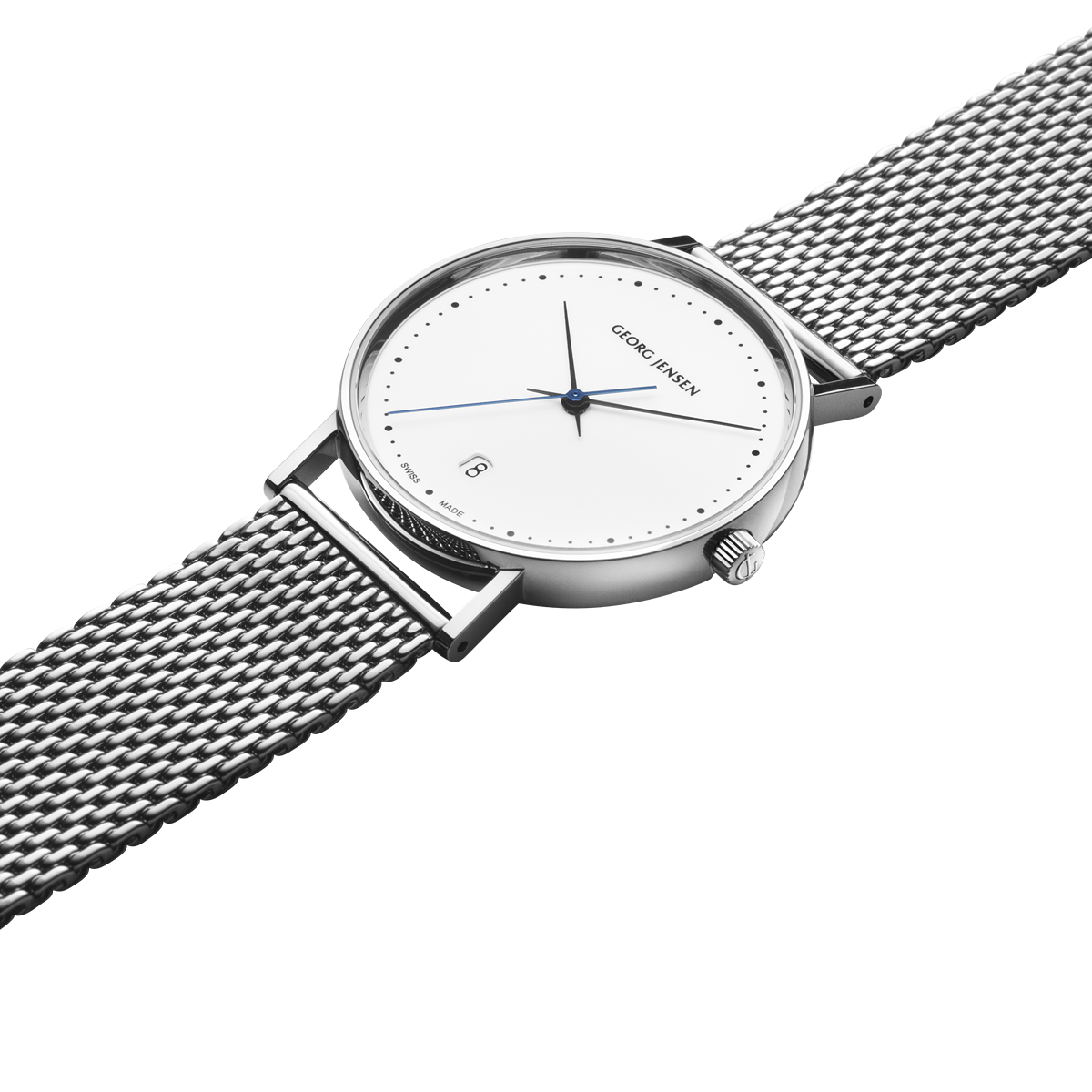 KOPPEL - 38mm, kvarts, hvid urskive, stållænke