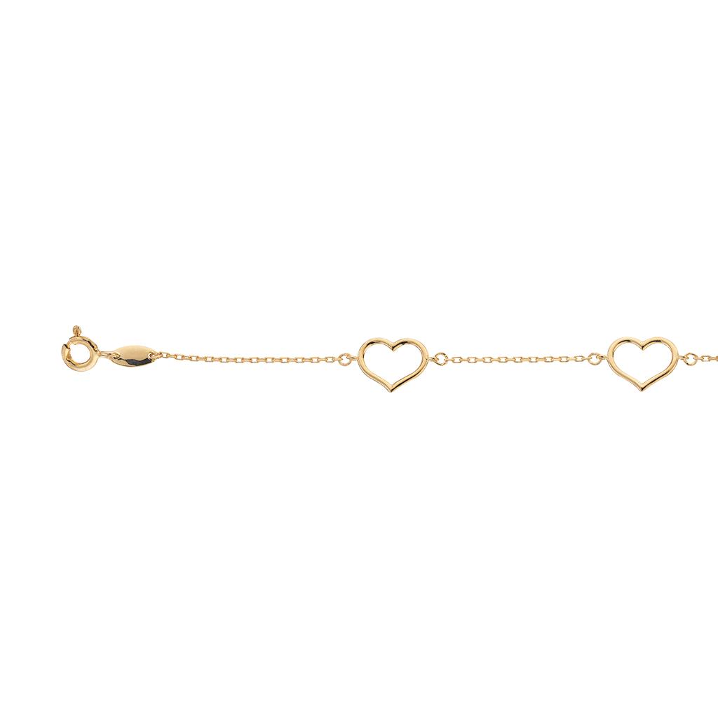 Forgyldt armbånd m. hjerter