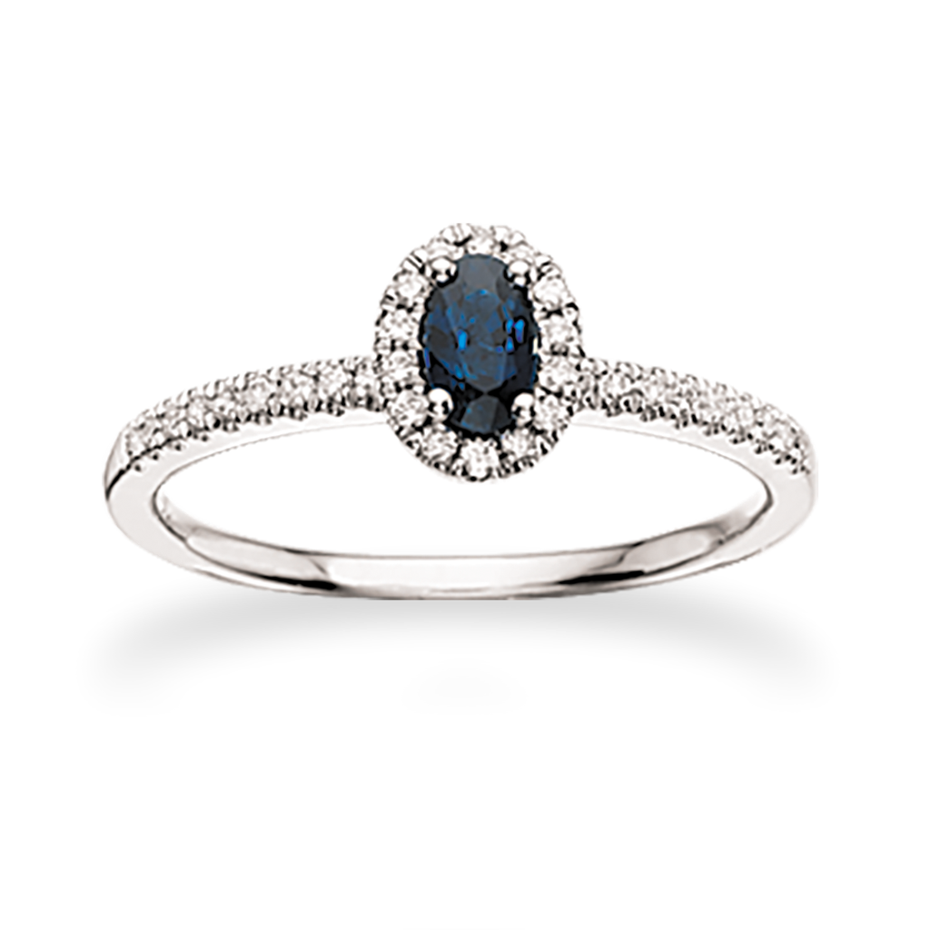 14 kt. hvidgulds ring med safir