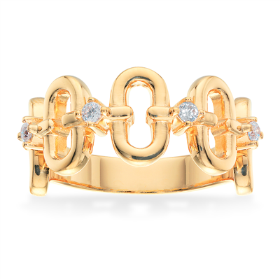 Ring m. links og zirkonia forgyldt