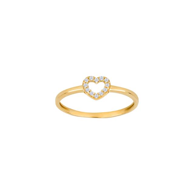 8 kt. hjerte guld ring m. zirkonia
