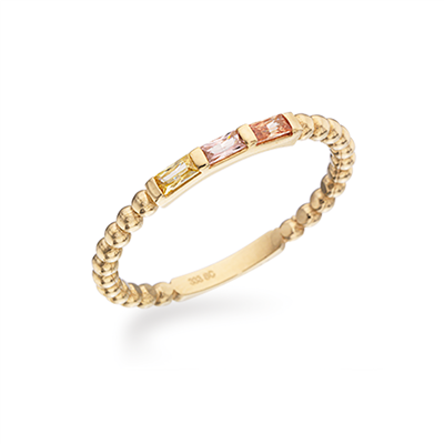 8 kt. guld ring m. farvede zirkonia